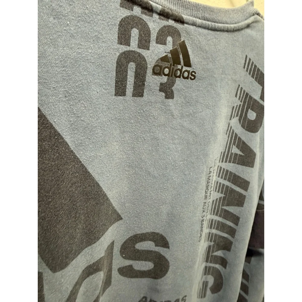 Men's Adidas Blue Black Training Crewneck Sweatshirt M - Picture 4 of 4